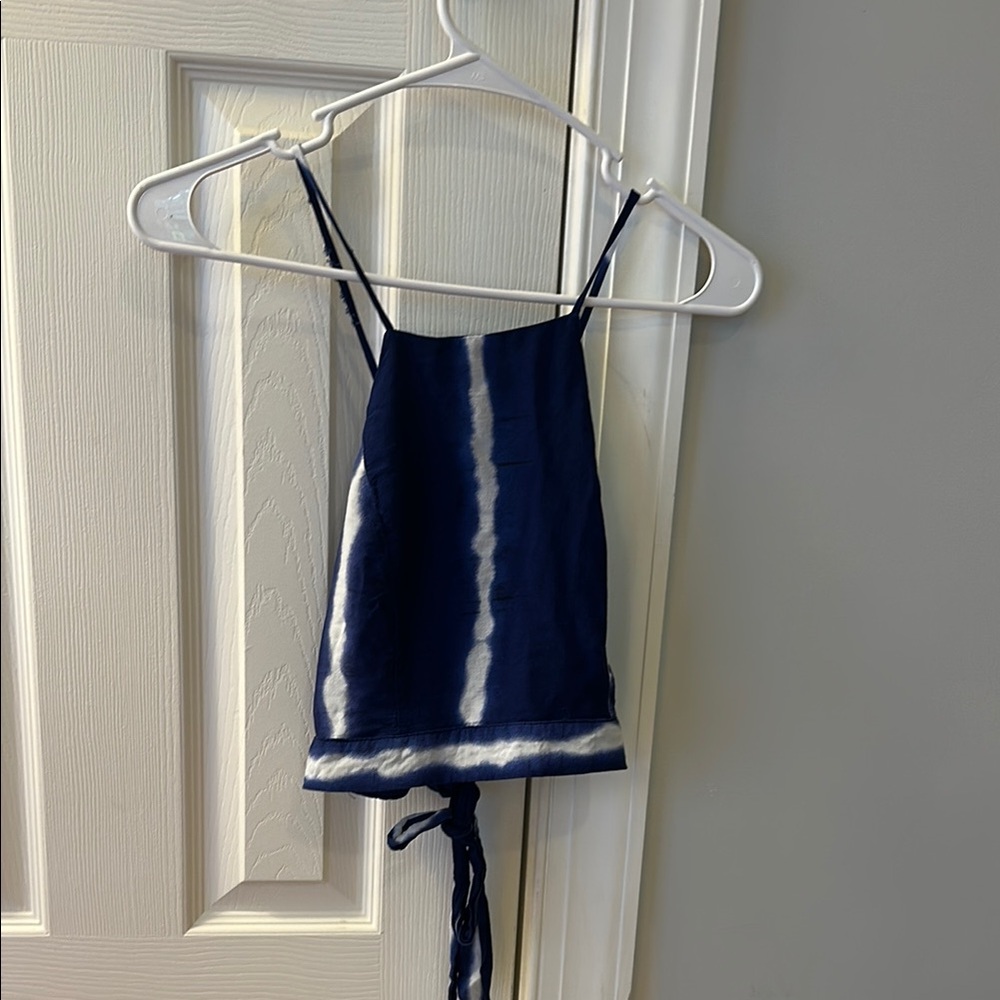 Papaya Navy and White Women's Tie-Dye Halter Top